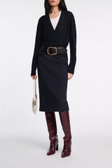 Dorothee Schumacher CPH Punto Milano Pencil Skirt in Navy Vancouver. Shop Online or in Store.