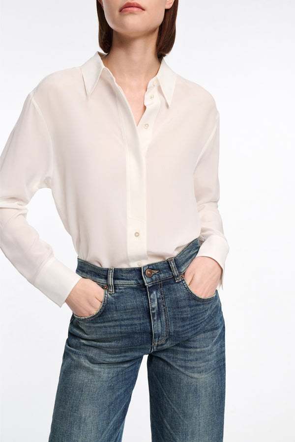 Dorothee Schumacher Relaxed Silk Blouse in Camellia White