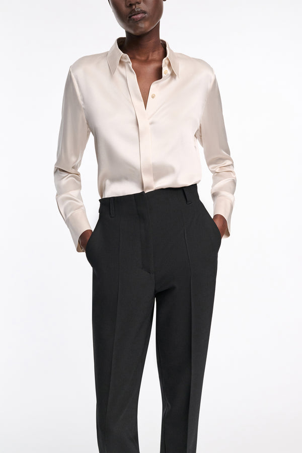 Dorothee Schumacher Stretch Silk Satin Blouse in Pearl Ivory