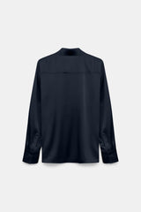 Dorothee Schumacher Stretch Silk Satin Blouse in Navy