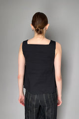 Annette Gortz Square Neck Stretch Linen Top in Black