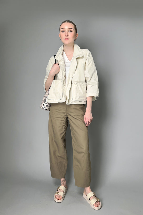 Annette Gortz Cropped Barrel Pants with Panel Seams in Khaki