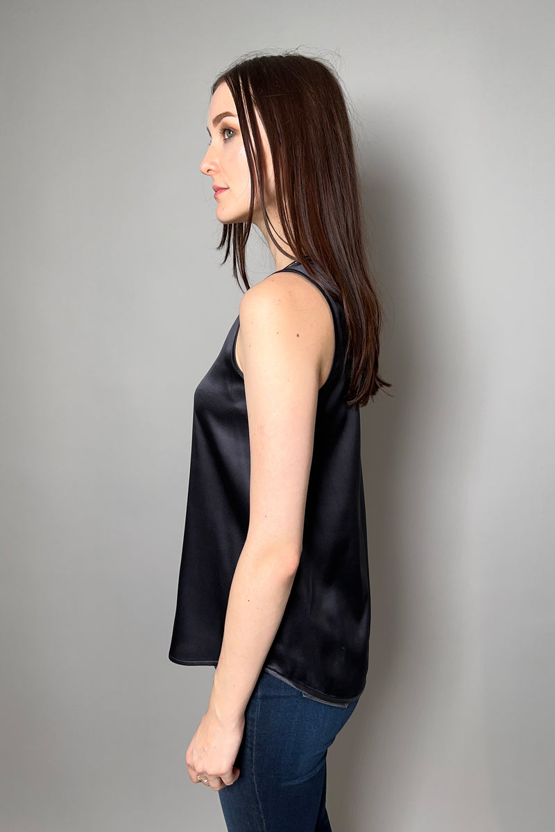 Peserico Silk Tank Top with Brilliant Beading in Navy - Ashia Mode - Vancouver
