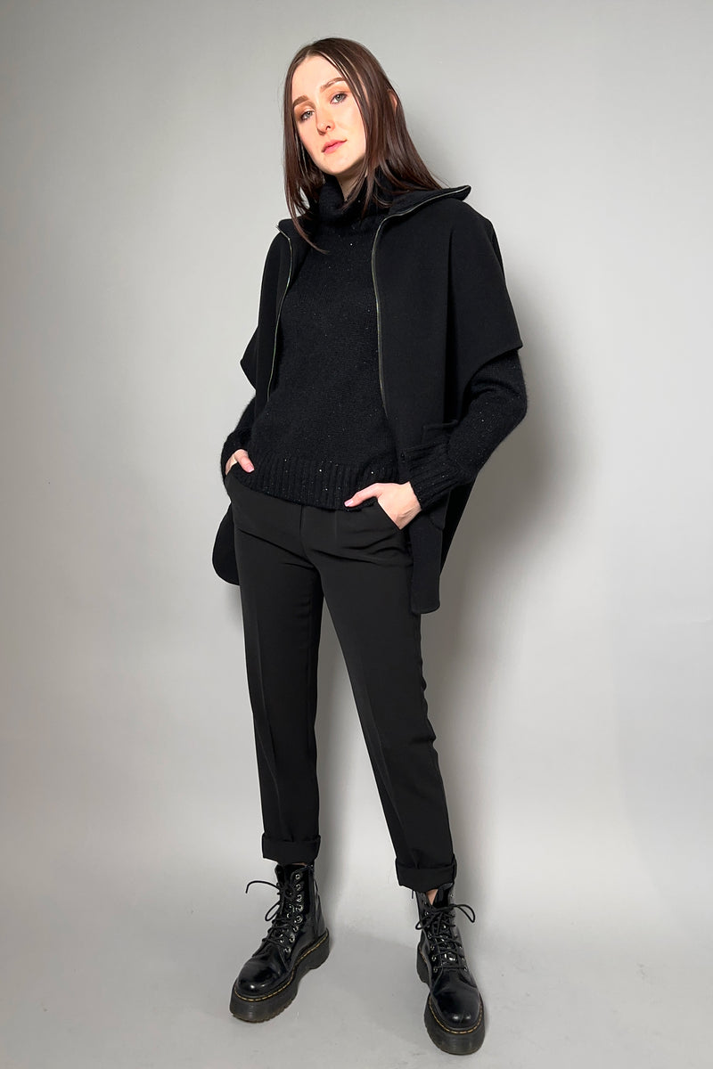 Peserico Oversized Cape Jacket in Black - Ashia Mode - Vancouver
