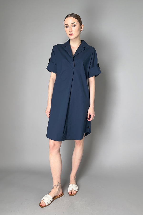 Antonelli Michela Collared Cotton Shirt Dress in Navy