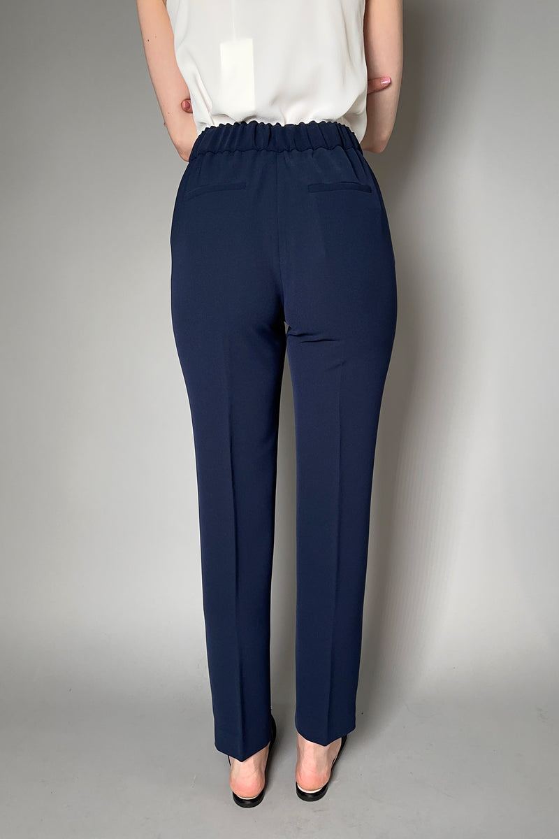 Antonelli Sidro Crepe Pull on Pants in Navy - Ashia Mode - Vancouver