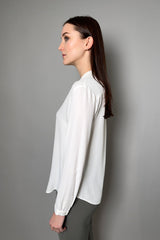 Antonelli Calvados Silk Crepe Shirt in Off White - Ashia Mode - Vancouver