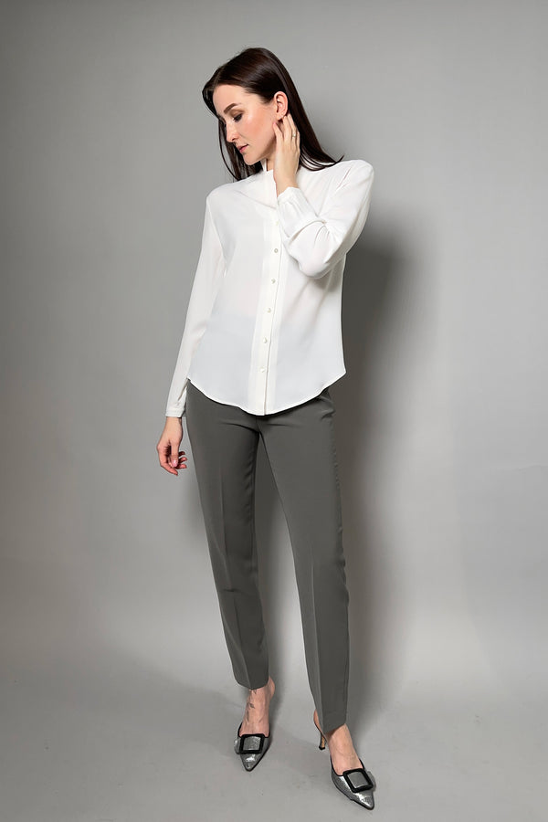 Antonelli Calvados Silk Crepe Shirt in Off White - Ashia Mode - Vancouver