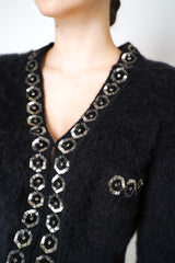 Alberta Ferretti Brushed Mohair Cropped Cardigan in Black Vancouver. Shop Online or in Store.
