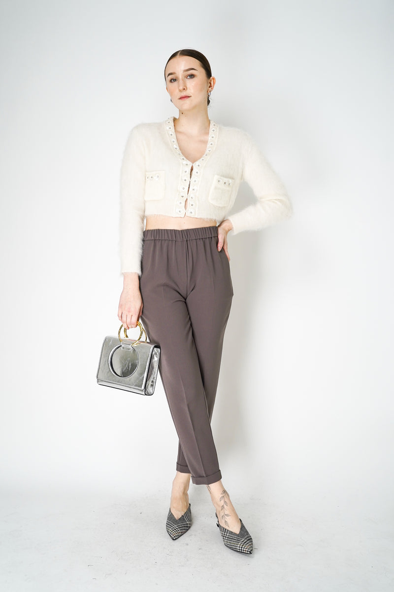 Alberta Ferretti Brushed Mohair Cropped Cardigan in White Vancouver. Shop Online or in Store.