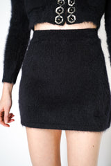 Alberta Ferretti Mohair Blend Fuzzy Mini Skirt in Black Vancouver. Shop Online or in Store.