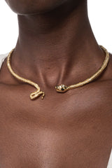 Alexis Bittar Serpent Crystal Skinny Collar Necklace in Gold