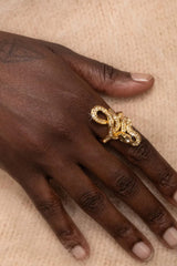 Alexis Bittar Serpent Gold Crystal Coiled Ring in Gold