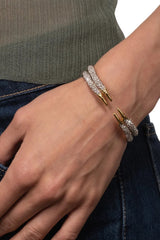 Alexis Bittar Solanales Crystal Claw Hinge Bracelet in Gold