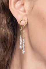 Alexis Bittar Solanales Crystal Coiled Tear Drop Earring in Gold