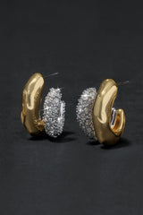 Alexis Bittar Solanales Crystal Double Hoop Earring in Gold