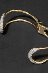 Alexis Bittar Solanales Crystal Orbiting Hinge Cuff Bracelet in Gold