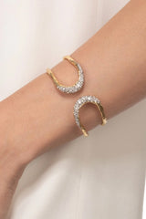 Alexis Bittar Solanales Crystal Orbiting Hinge Cuff Bracelet in Gold