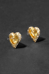 Alexis Bittar Solanales Crystal Pavé Heart Stud Earring in Gold