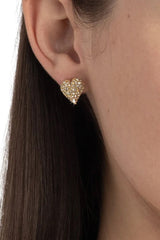 Alexis Bittar Solanales Crystal Pavé Heart Stud Earring in Gold