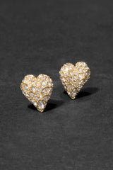 Alexis Bittar Solanales Crystal Pavé Heart Stud Earring in Gold