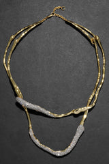 Alexis Bittar Solanales Crystal Twisted Collar Necklace in Gold