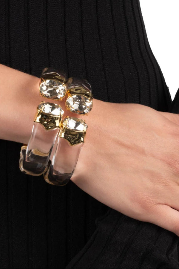 Alexis Bittar Bonbon Crystal Clear Lucite Hinge Bracelet Vancouver. Shop Online or in Store.