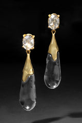 Alexis Bittar Bonbon Crystal Small Gold Teardrop Earring in Clear Lucite Vancouver. Shop Online or in Store.