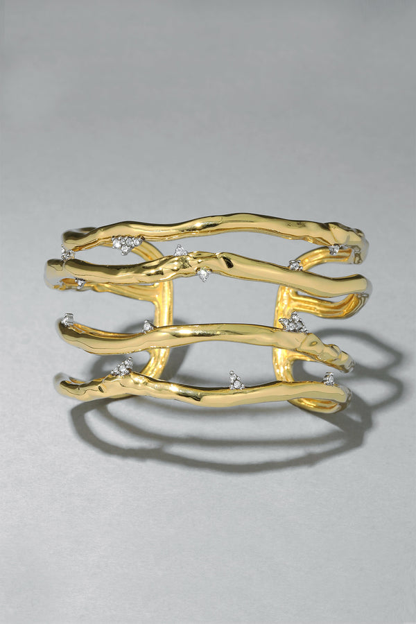 Alexis Bittar Brut Gold Crystal Thorn Orbit Cuff Bracelet Vancouver. Shop Online or in Store. 