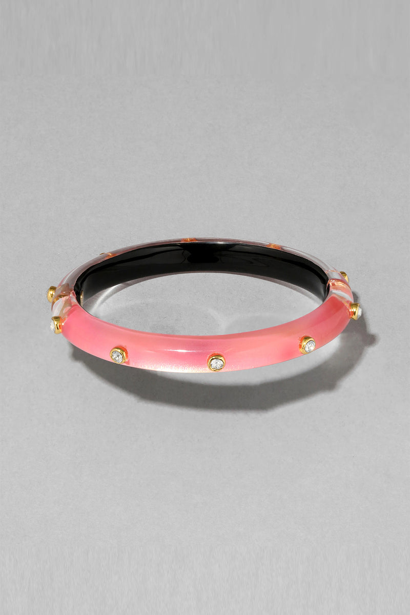 Alexis Bittar Crystal Stud Hinge Bracelet in Rose Gold Lucite