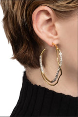 Alexis Bittar Intertwined Gold Two Tone Pave Hoop Earring Vancouver. Shop Online or in Store.