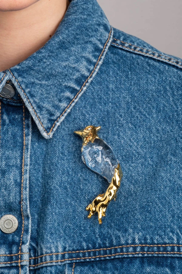 Alexis Bittar Liquid Lucite Cardinal Pin in Gold Vancouver. Shop Online or in Store.