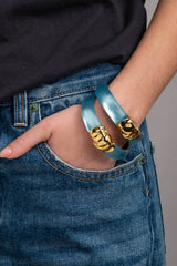 Alexis Bittar Molten Gold Clasp Lucite Hinge Bracelet in Icy Blue Vancouver. Shop Online or in Store.