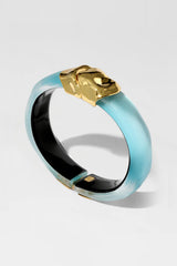 Alexis Bittar Molten Gold Clasp Lucite Hinge Bracelet in Icy Blue Vancouver. Shop Online or in Store.