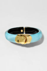 Alexis Bittar Molten Gold Clasp Lucite Hinge Bracelet in Icy Blue Vancouver. Shop Online or in Store.
