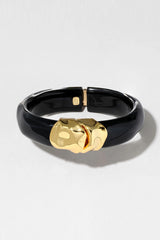 Alexis Bittar Molten Gold Lucite Hinge Bracelet in Onyx Vancouver. Shop Online or in Store.