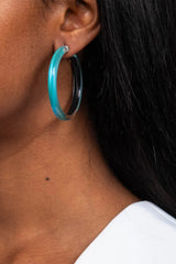 Alexis Bittar Skinny Lucite Hoop Earrings in Mediterranean Opal Vancouver. Shop Online or in Store