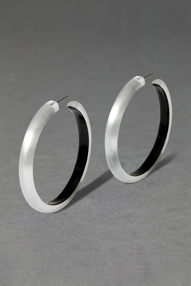 Alexis Bittar Skinny Lucite Hoop Earrings in Silver Vancouver. Shop Online or in Store