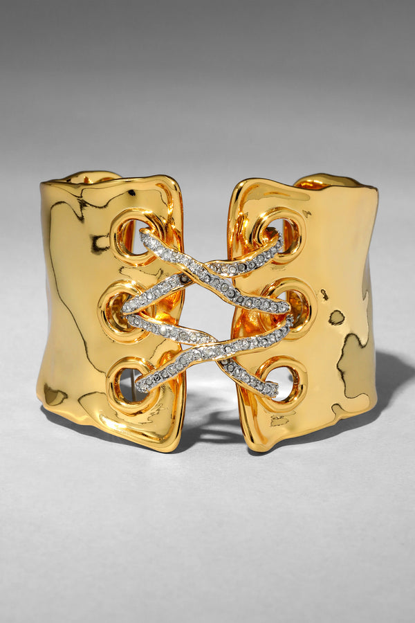 Alexis Bittar Solanales Crystal Lace Up Cuff Bracelet in Gold Vancouver. Shop Online or in Store.