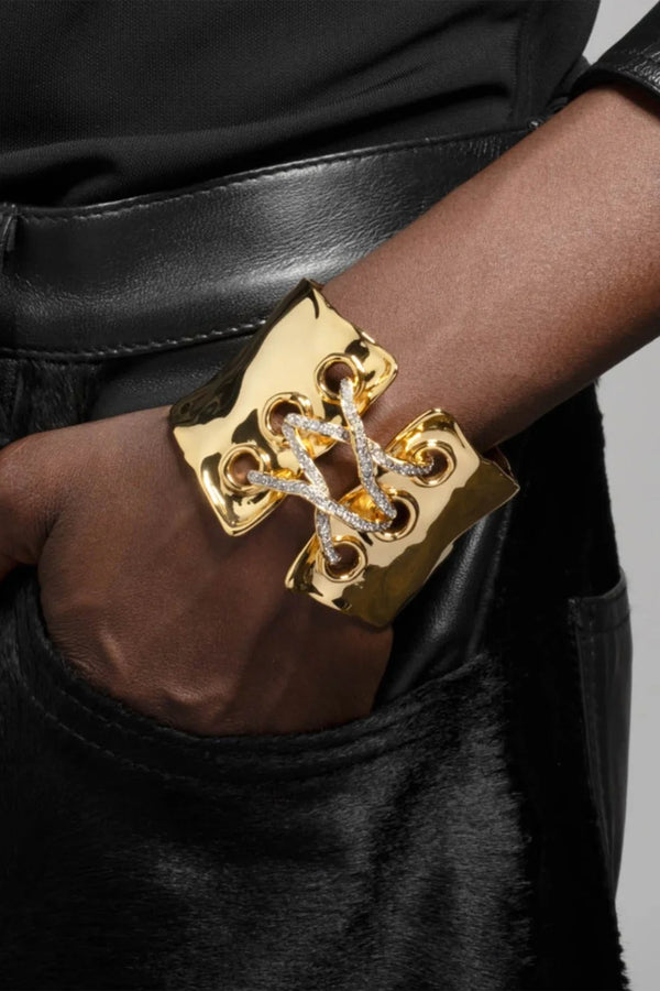 Alexis Bittar Solanales Crystal Lace Up Cuff Bracelet in Gold Vancouver. Shop Online or in Store.