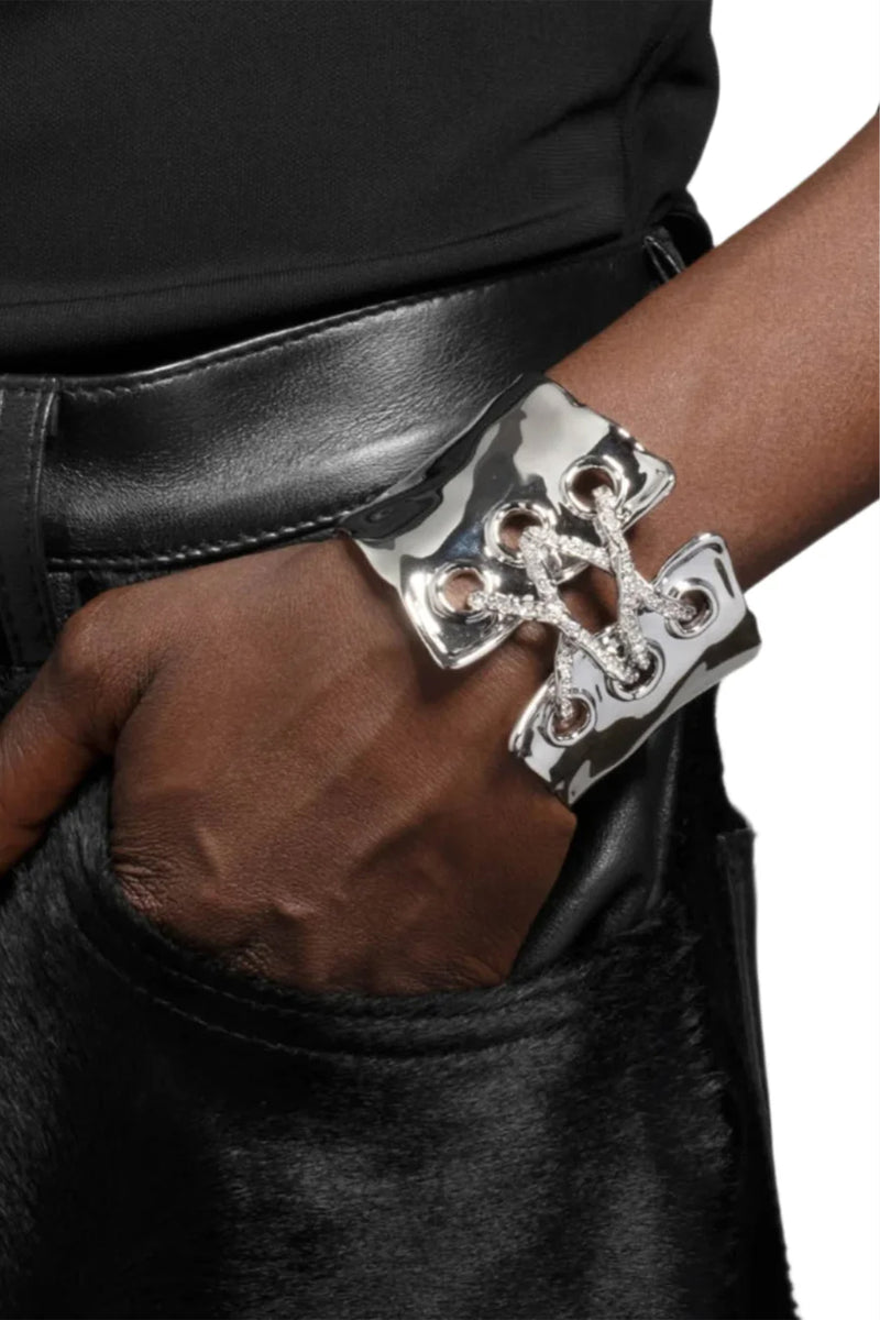 Alexis Bittar Solanales Crystal Lace Up Cuff Bracelet in Silver Vancouver. Shop Online or in Store.
