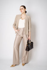 Amina Rubinacci Cotton Knit Fitted Mandarin Collar Sequined Jacket in Beige Vancouver. Shop Online or in Store.