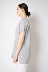 Amina Rubinacci Cotton Knit Short Sleeve Sequined Cardigan in Grey Vancouver. Shop Online or in Store.