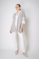 Amina Rubinacci Cotton Knit Short Sleeve Sequined Cardigan in Grey Vancouver. Shop Online or in Store.