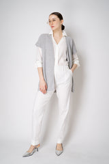 Amina Rubinacci Cotton Knit Short Sleeve Sequined Cardigan in Grey Vancouver. Shop Online or in Store.