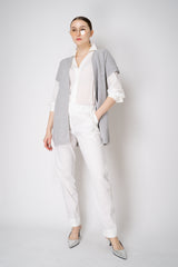 Amina Rubinacci Cotton Knit Short Sleeve Sequined Cardigan in Grey Vancouver. Shop Online or in Store.