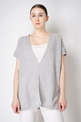 Amina Rubinacci Cotton Knit Short Sleeve Sequined Cardigan in Grey Vancouver. Shop Online or in Store.