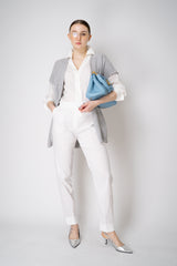 Amina Rubinacci Cotton Knit Short Sleeve Sequined Cardigan in Grey Vancouver. Shop Online or in Store.