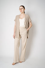 Amina Rubinacci Cotton Knit Short Sleeve Sequined Cardigan in Sand Vancouver. Shop Online or in Store.