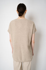Amina Rubinacci Cotton Knit Short Sleeve Sequined Cardigan in Sand Vancouver. Shop Online or in Store.